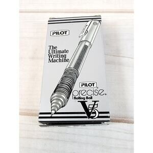 Pilot Precise V5 EXTRA FINE 0.5mm Rolling Ball Pens Black NEW Set of 12